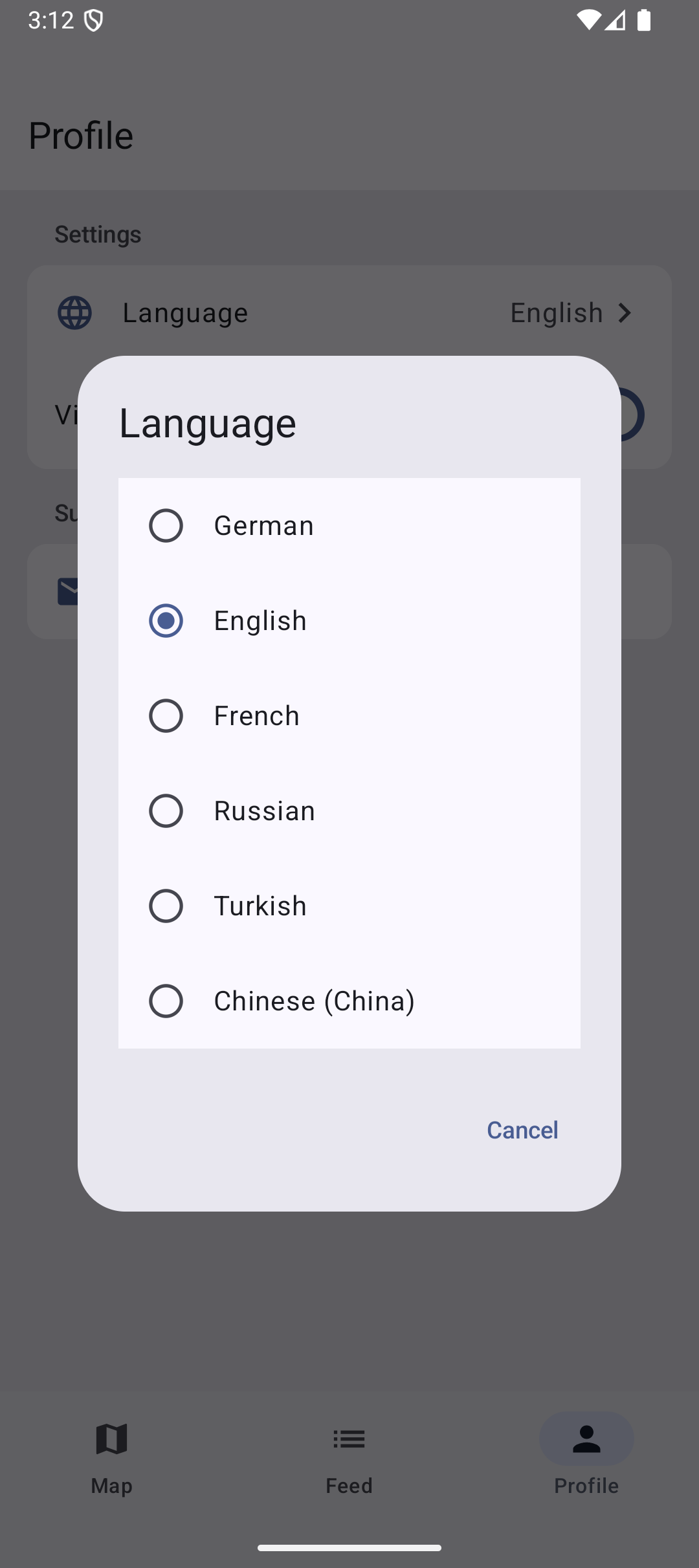 Language selection