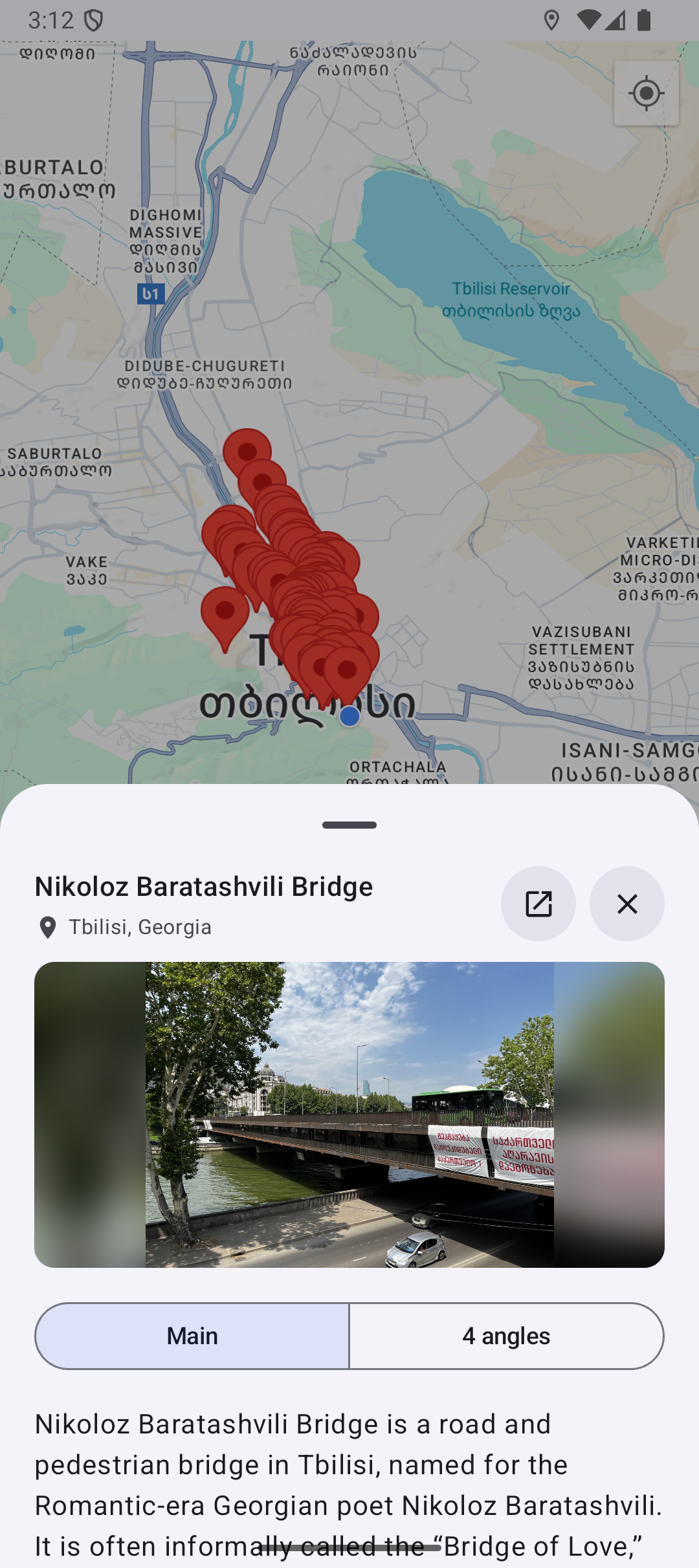 Map with curated spots